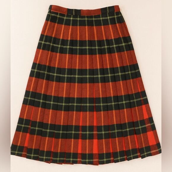 Lord & Taylor  Plaid Skirt S Sloat Tailored Wool Red Black Tartan Kilt 1556 - Picture 3 of 10